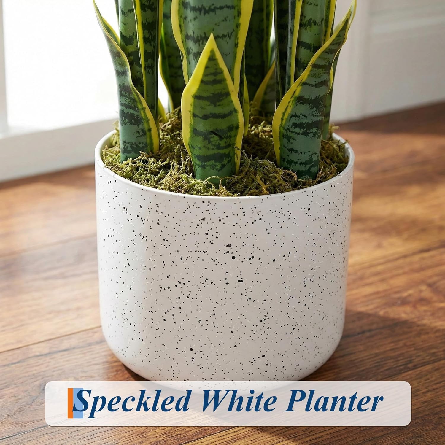 3FT Tall Artificial Trees, Fake Snake Plant with White Planter & 33 Realistic Leaves, Large Potted Artificial Sansevieria Mother in Law Tongue Plant, for Living Room Hallway Entryway