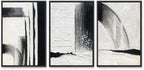 Black and White Textured Abstract Wall Art for Living Room, 3 Piece Framed Modern Artwork for Walls, Hand Painted Minimalist 3D Oil Paintings for Hallway Office Wall Decor 24x48 In