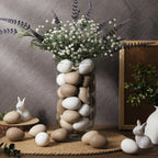 Weysat 32 Pcs Easter Speckled Eggs Neutral Plastic Fake Chicken Eggs 2.36'' Textured Easter Decor Pastel Bowl Vase Fillers Farmhouse Spring Decorations for Vintage Home Table DIY Craft (Brown)