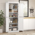 72" Tall Kitchen Pantry Storage Cabinet, 4-Door Freestanding Buffet with 2 Adjustable Shelves, Utility Cupboard Large Sideboard for Kitchen, Dining Room, White