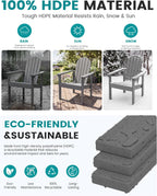 SERWALL Stackable Modern Adirondack Chairs Set of 4, HDPE Outdoor Patio Chairs with Space-Saving Design, All-Weather Fire Pit Chairs with Widened Seat for Deck, Backyard, Garden, Lawn (Grey)