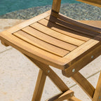 Christopher Knight Home Atlantic Outdoor Folding Wood Bar Stools | Acacia Wood Barstool Set of 2, 31" Seat Height, 2 PCS Outdoor Folding Chair for Garden, Porch, Poolside