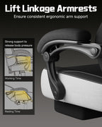 GTPLAYER Big & Tall Gaming Chair, 90°-155° Adjustable Reclining Office Seat with Footrest, Ergonomic Comfy Computer Desk Chair for Adults, Home Office Gaming Study Use, Black