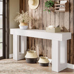Tribesigns 63-Inch Long Console Table, Farmhouse Wooden Sofa Table Behind The Couch, Narrow Entryway Table for Entrance, Hallway, Living Room (White)