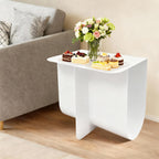 T-Shaped Metal End Table, Modern Side Table Accent Tables for Living Room, Bedroom, Office, No Assembly Required 15.7" W X 11.8" D X 15H (White)