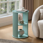 Kings Brand Furniture Round 3-Tier Accent Side Table with Storage Shelves, Wooden End Table Bedside Table for Living Room or Bedroom (Glacier)