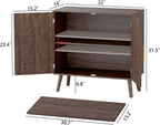 Sideboard Buffet Cabinet with Storage, Elegant Wood Accent Cabinet with Line Groove Design, Freestanding Storage Cabinet with Adjustable Shelves for Living Room, Kitchen, Entryway, Walnut