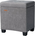ABHENG Chenille Metal Framed Storage Ottoman,12.2" D x 16.1" W x 17.7" H Tufted Upholstered Ottoman with Storage,Foot Rest Stool with Legs,Holds 770 LB for Dorm Living Room Bedroom Gray UASND70G