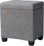ABHENG Chenille Metal Framed Storage Ottoman,12.2" D x 16.1" W x 17.7" H Tufted Upholstered Ottoman with Storage,Foot Rest Stool with Legs,Holds 770 LB for Dorm Living Room Bedroom Gray UASND70G