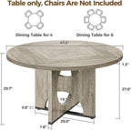 IRONCK 47.2" Round Dining Table for 4-6 People, Wooden Dining Room Table with H-Shape Pedestal Base, Farmhouse Dinner Table, Circle Kitchen Tables for Dining Room, Kitchen, Apartment, Light Gray