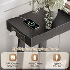 Huuger Entryway Console Table with Charging Station, USB-C Port, 39.4 Inch Sofa Table with Metal Legs, Entry Hallway Table with Thicker Desktop, Modern Behind Couch Table, Black