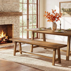 Solid Wood Dining Bench, 63 Inch Long Farmhouse Kitchen Bench for Dining Room, Kitchen, Easy to Assemble, Brown