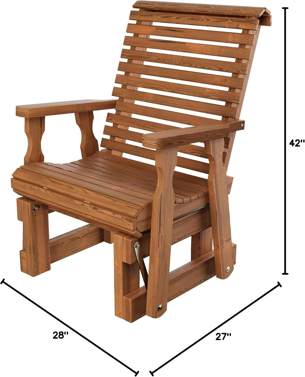 Amish Casual Heavy Duty 600 Lb Roll Back High Back Treated Glider Chair (Oak Stain)