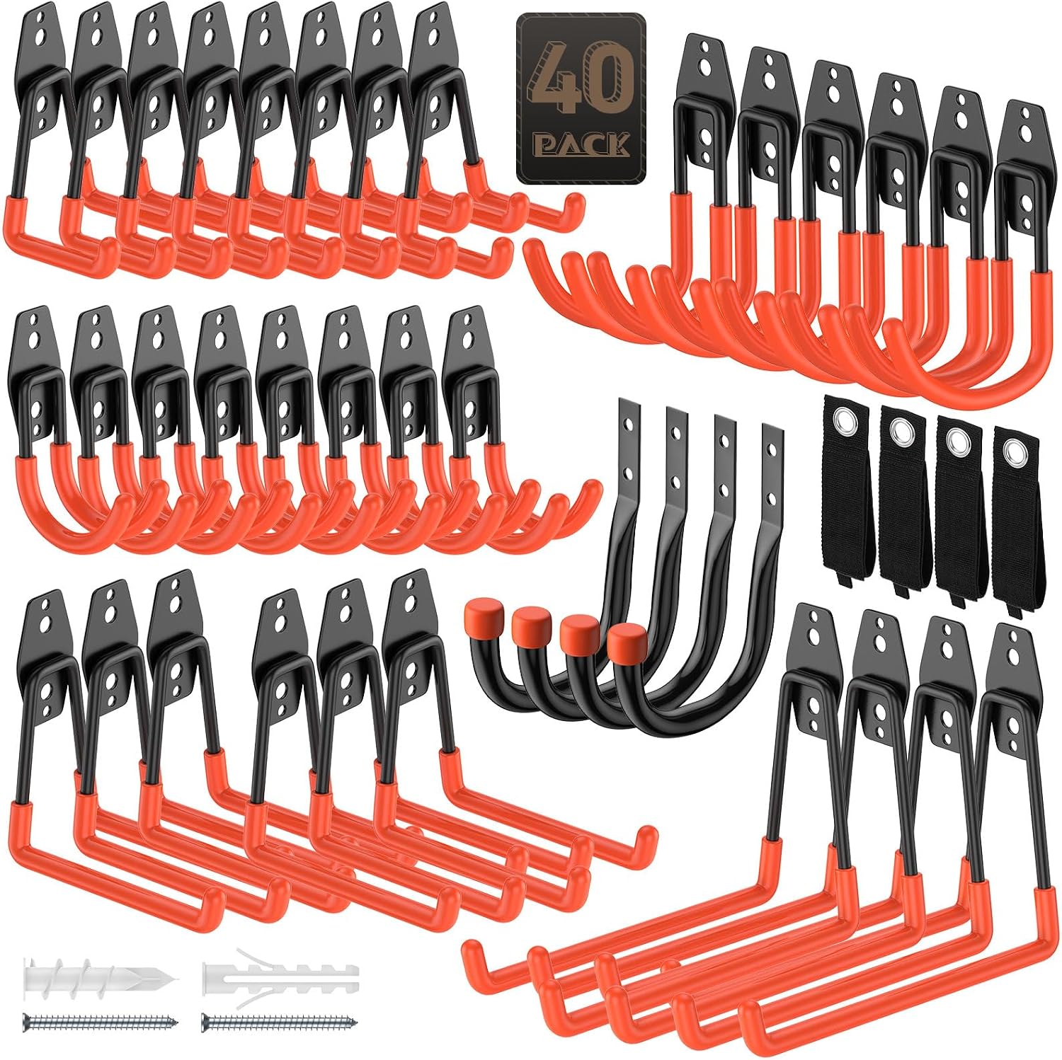 40-Pack Heavy Duty Garage Hooks for Hanging & Storage Items