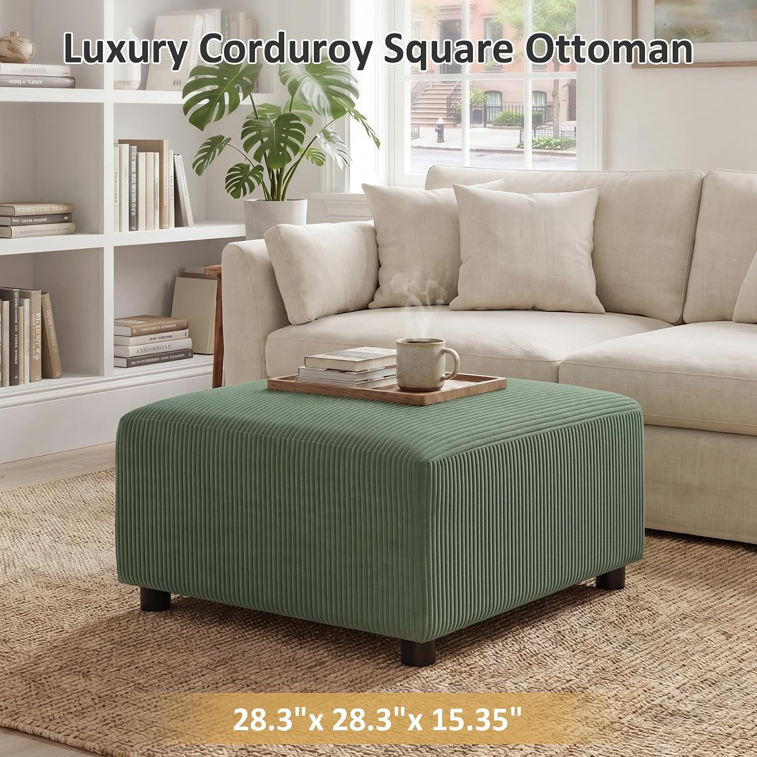 28.3" Square Ottoman for Modular Sectional Sofa, Stool Footrest Seat Cube, Replacement for Convertible Sectional Sofa Couch
