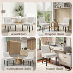 Modern Dining Room Chairs Set of 6 with Mid Back and Wood Legs, Upholstered Kitchen Chairs for Dining Room/Living Room, Beige