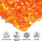QYGL Crushed Glass - 2.1LB Orange Broken Glass Pieces 3-6mm, for Resin Art, DIY Crafts, Home Decor, Vase Fillers, Tabletop Fire Pit, and Aquarium Rocks