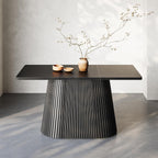 LITTLE TREE 59" Farmhouse Dining Table for 4-6 People, Modern Rectangular Kitchen Table with Metal Pedestal Base, Perfect for Dining Room, Kitchen, Living Room (Black)