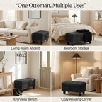 28.5 Inch Storage Ottoman Bench, Upholstered Ottoman with Hidden Storagefor Bedroom Living Room, End of Bed Foot Rest Stool, Charcoal Gray