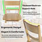 CIMOTA Oak Dining Chairs Set of 4, Farmhouse Wood Dining Chairs Ladder Back Kitchen Chairs, Windsor Dining Chairs for Kitchen and Dining Room, Oak