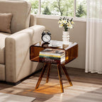 Acrylic Side Table, Acrylic Nightstand Bedside Table for Bedroom (Dark Brown, 16.1'' x 11.8'' x 19.7'')