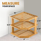 Bambüsi Plate Organizer for Cabinet - 3 Tier Bamboo Corner Cabinet Organizer Shelf for Plates Bowls Mugs Cups, Kitchen Cabinet Organizer, Cabinet Shelf Organizer, Countertop Rack, 10 x 10 x 9.5 Inch