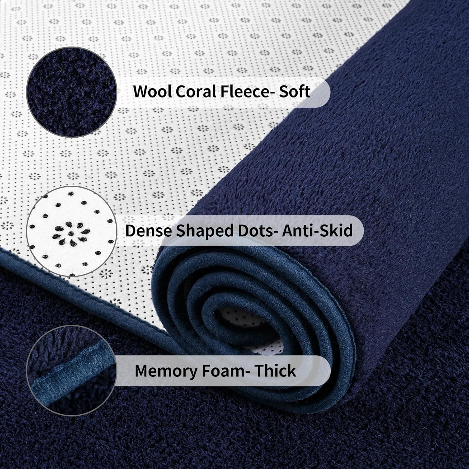 FlyDOIT Area Rugs for Bedroom Living Room, 4x6 Navy Blue Super Soft Comfy Thickened Memory-Foam Indoor Carpets, Modern Aesthetic Minimalist Carpet for Boys Girls Adults Apartment Nursery Home Décor