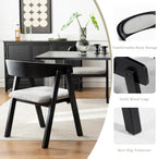 Chogori Wooden Dining Chairs, Modern Dining Room Chairs with Arms and Upholstered Seat, Farmhouse Style Chairs for Kitchen, Dining Room, Living Room (Black, Set of 4)