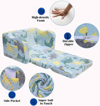 Blue Modular Toddler Sofa Chair, Couch With Side Pockets For Boys & Girls | Convertible Recliner Sofa | High-Density Foam | Night Glow Design | Side Pocket & Detachable Washable Cover | No Assembly