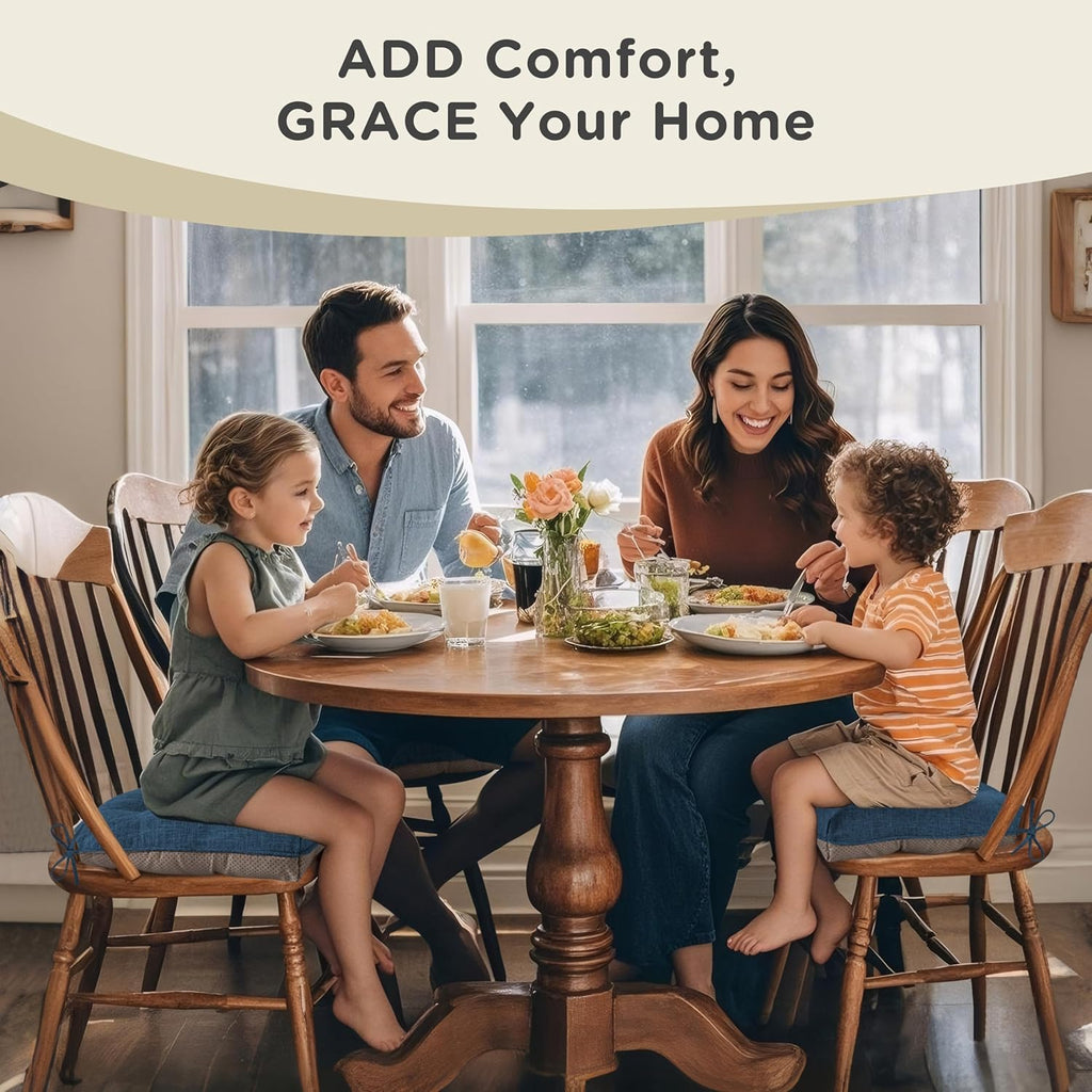 AddGrace Chair Cushions for Dining Chairs Set of 1 Kitchen Seat Cushions with Ties and Non Slip Backing Tufted Indoor Seat Pad for Kitchen Dining Room 18" x 17" x 3" Navy