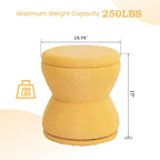 DHMAKER Round Ottoman with Storage, 360°Swivel Vanity Stool Chiar, Small Makeup Chair Comfy Upholstered Foot Stool with Thick Padded for Living Room, Bedroom, Entryway,Yellow
