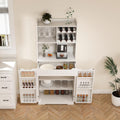 72" Buffet Cabinet with Hutch, Modern Farmhouse Sideboard with 2 Drawers & Barn Doors, Multi-Purpose Storage Cabinet for Kitchen, Dining Room, or Coffee Bar Station(White)