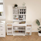 72" Buffet Cabinet with Hutch, Modern Farmhouse Sideboard with 2 Drawers & Barn Doors, Multi-Purpose Storage Cabinet for Kitchen, Dining Room, or Coffee Bar Station(White)