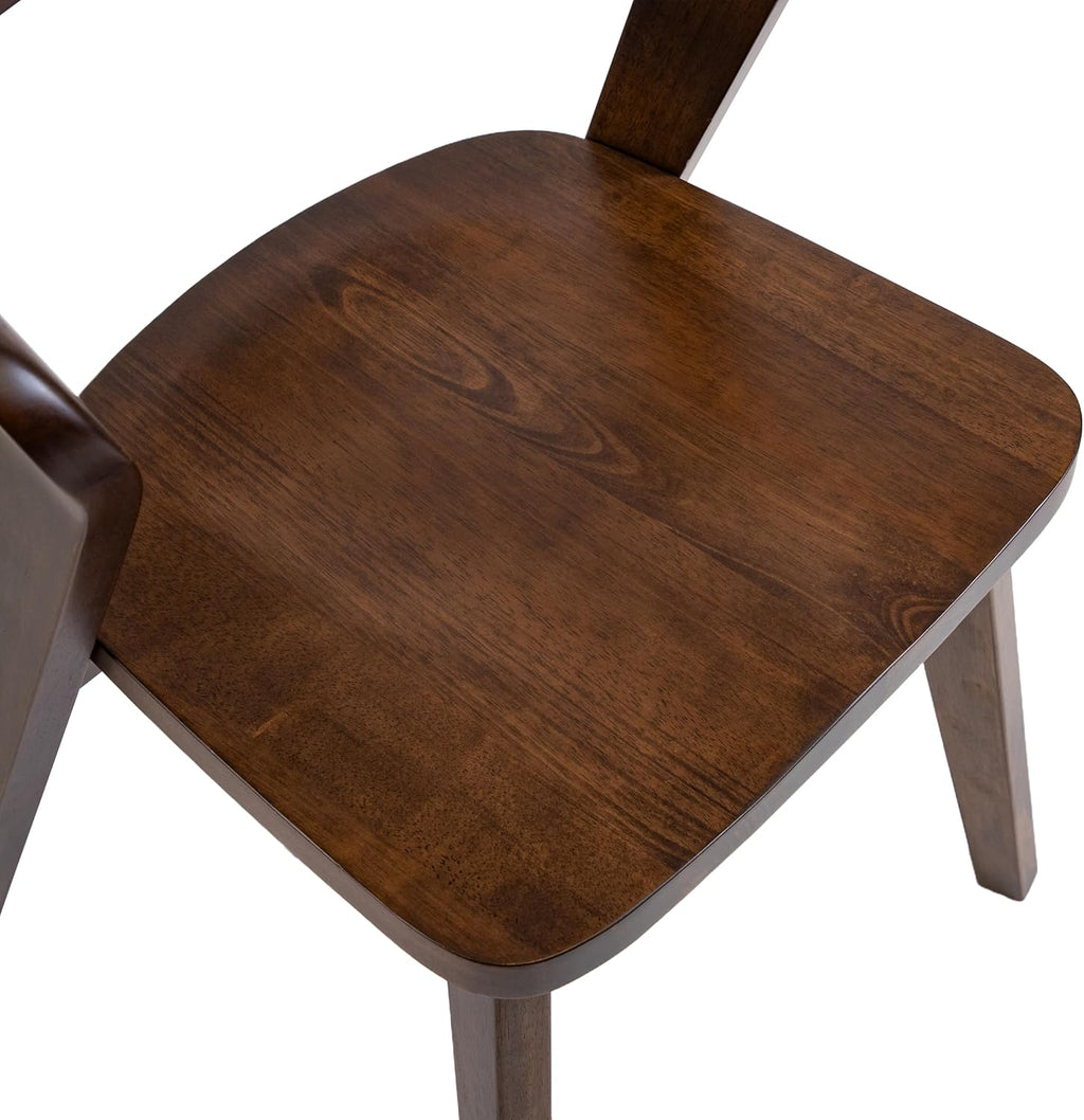 Furniture of America Nazaen III Mid-Century Modern Solid Wood 5-Piece Live Edge Dining Set – 82.5" Brown Table with Upholstered Chairs for Home Kitchen, Dinette, Rich Walnut