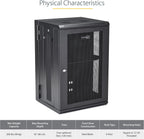 StarTech 4-Post 18U Wall Mount Network Cabinet w/ 1U Shelf, 19" Wall-Mounted Server Rack Kit for IT / Data Computer Equipment, Ships Fully Assembled