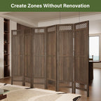 Privacy Screen Room Divider Panel - 67 Inch Tall Natural Wood Folding Partition Room Dividers, No-Assembly Required, Enhance Privacy and Aesthetic Appeal, Ideal for Home or Office Brown 6 Panel