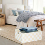 Storage Bin for Shelves Rectangle Closet Baskets Foldable Box with Handles, Gray Storage Bins, Storage Boxes for Home Office Car Dormroom