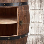 Wooden Whiskey Barrel Table Multi-Functional Wine Barrel Table For Living Room Bedroom Balcony Farmhouse Bar And Rustic Home Decoration With Solid Wood Structure (31.5×18.9×13.8in/80×48×35cm)