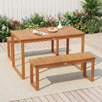 Tangkula Acacia Wood Outdoor Bench Backless, 2-Person Wood Patio Bench with Slatted Seat, Outdoor Backless Dining Bench for Backyard, Poolside, Porch (43.5")