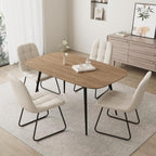 HIPIHOM 47.2'' Dining Table Set for 4,Modern Wood Dining Table,Leather Dining Chairs 4,Table and Chairs Set of 4,Ideal for Kitchen Dining Room (Walnut Color Table + 4 U-Shaped White Chairs, 47.2")