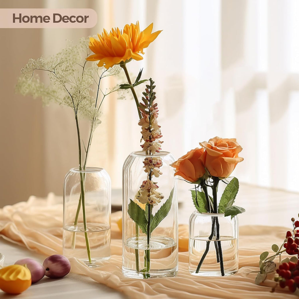 ComSaf Small Flower Vase Set of 12, Glass Bud Vases in Bulk, Clear Vases for Flower, Decor Centerpiece for Bathroom, Decorative Vases for House Warming, Valentines' Day, Mother's Day, Thanksgiving Day