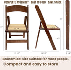 Wooden Folding Chairs with Cushion, Stackable Commercial Seats, Chairs for Weddings, Banquets, and Events, Set of 4, Classic Fruitwood