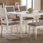 Signature Design by Ashley Erinberg Casual Dining Table with 4 Armless Upholstered Chairs and Bench, Set of 6, White & Light Gray