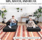 79" Corduroy Sofa Bed, Boneless Couch in a Box with 2 Pillows, High-Density Foam 4-in-1 Foldable Sleeper Futon Loveseat for Small Spaces, No Assembly, Side Pockets, Hex Arm Black