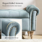 HULALA HOME Farmhouse Upholstered Storage Bench, End of Bed Bench with Vintage Button Tufted Design(Blue)