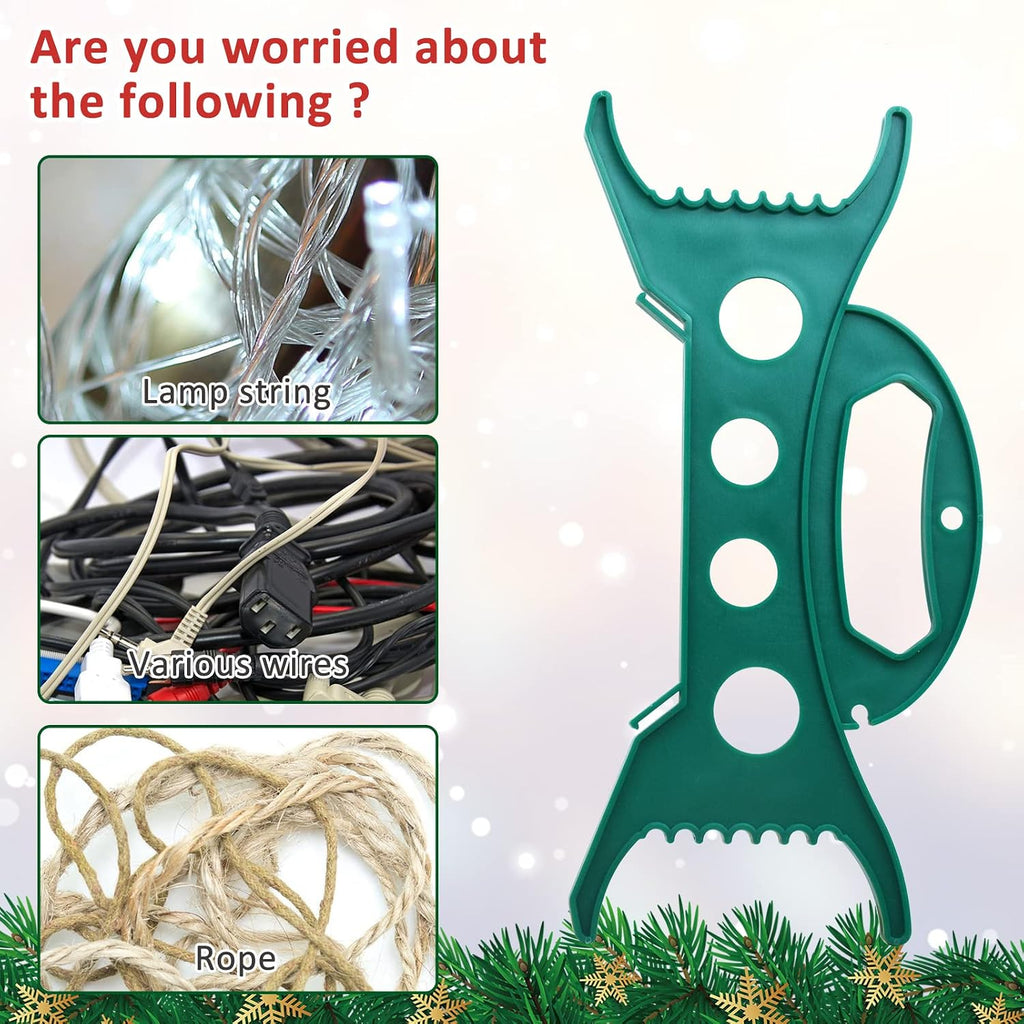 4PCS Christmas Lights Storage Holder Green Holiday Light Organizer All Purpose Lights Cord Wind Up Christmas Light Winder String Lights Storage for Tree Lights Garland Beads Extension Cord