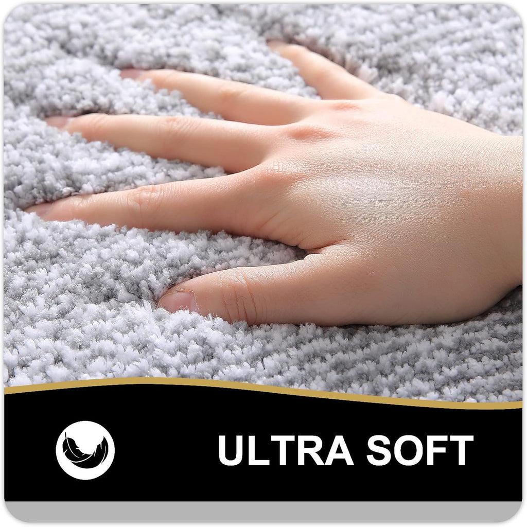 OLANLY Small Bathroom Rugs 24x16, Extra Soft and Absorbent Microfiber Bath Rugs, Non-Slip, Machine Washable, Quick Dry Shaggy Bath Carpet, Bath Mats for Bathroom Floor, Tub, Shower, Grey