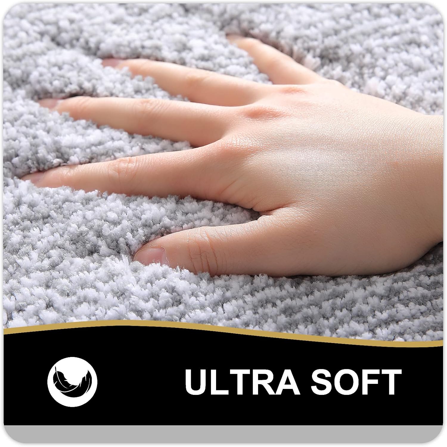 OLANLY Small Bathroom Rugs 24x16, Extra Soft and Absorbent Microfiber Bath Rugs, Non-Slip, Machine Washable, Quick Dry Shaggy Bath Carpet, Bath Mats for Bathroom Floor, Tub, Shower, Grey
