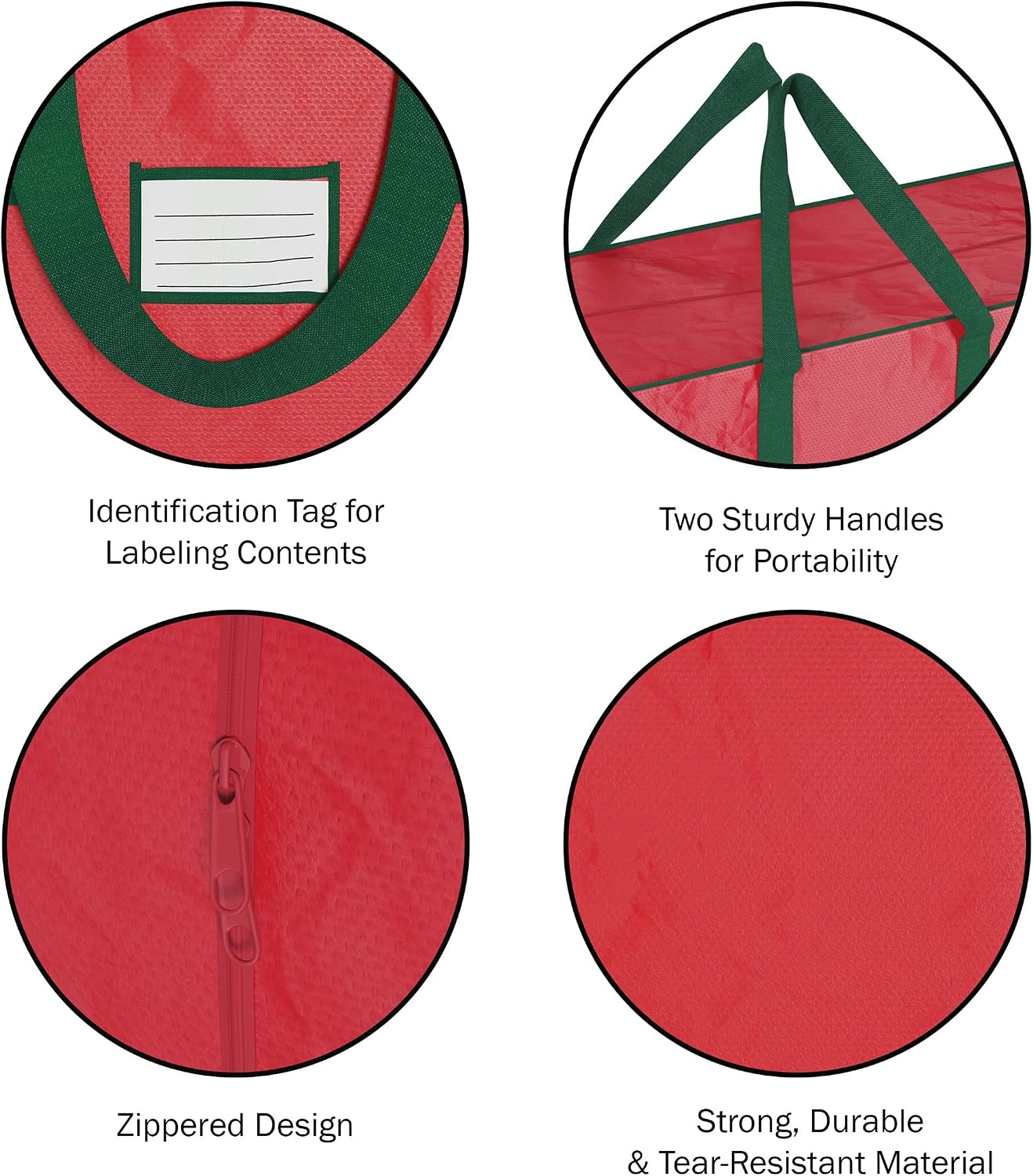 Christmas Tree Storage Bag Set - Set of 2 Bags for 7.5-Foot Artificial Trees - Protects Holiday Decorations and Inflatables by Elf Stor (Red)