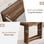 Tribesigns Two Person Desk, 86.6-Inch Extra Long Computer Desk, Two Person Double Desk Workstation for Home Office, Rustic Brown